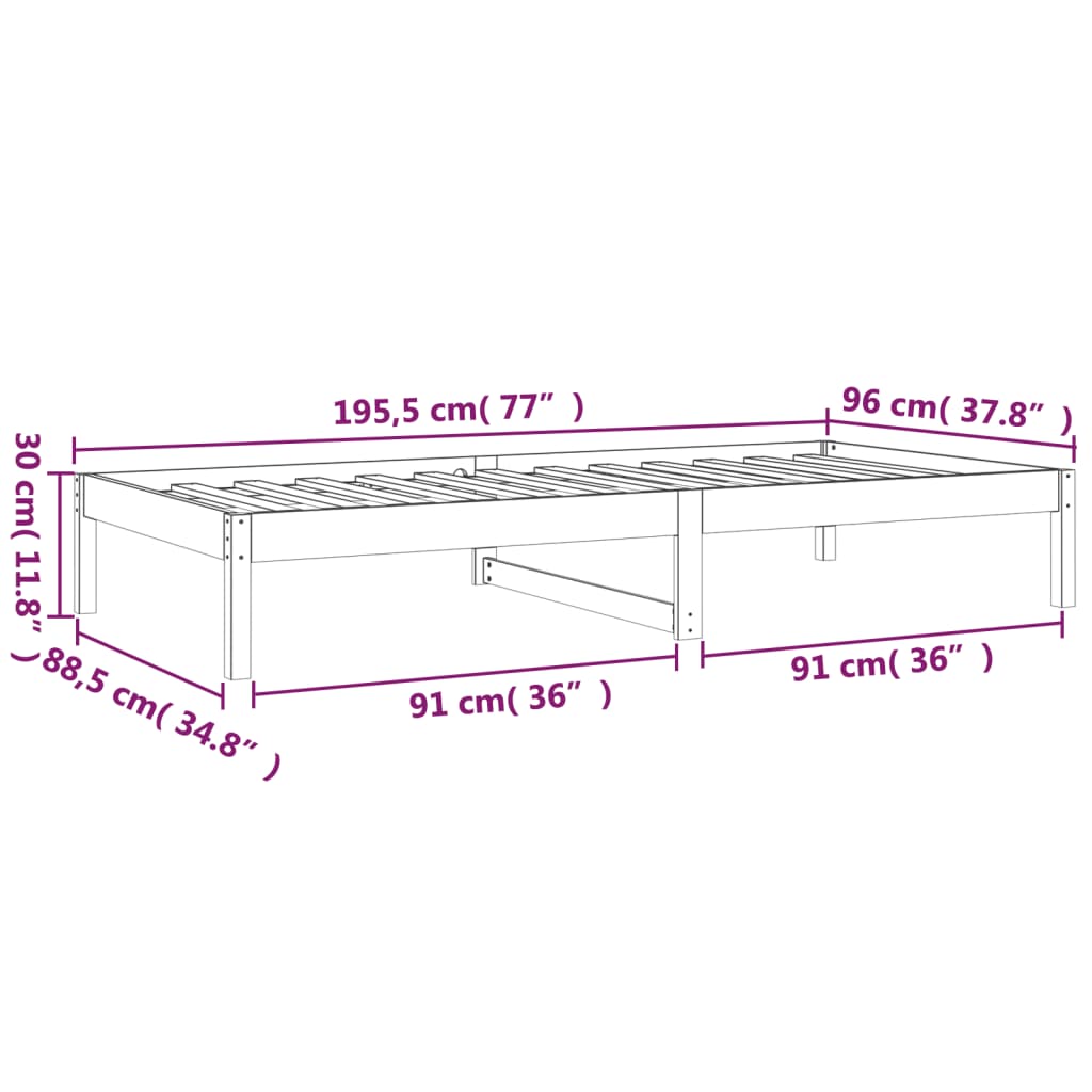 Slaapbank 90X190 Cm Massief Grenenhout 3Ft Single