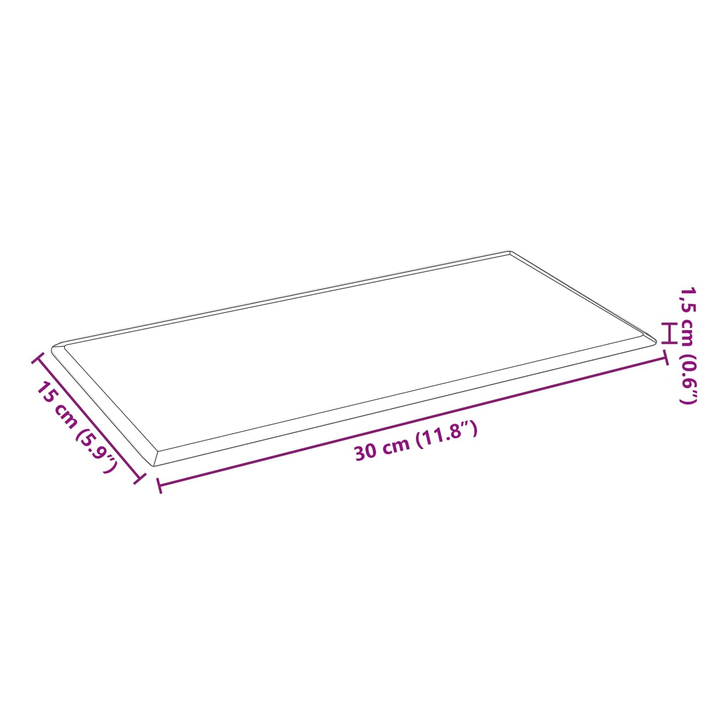 Wandhoofdbord 12 pcs Zwart 30 x 15 cm Nep Leer