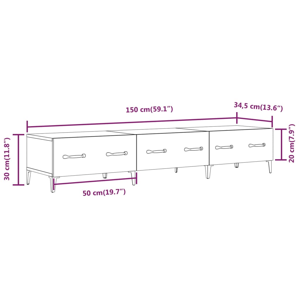 Tv-Meubel 50X34,5X30 Cm Bewerkt Hout bruin eikenkleur