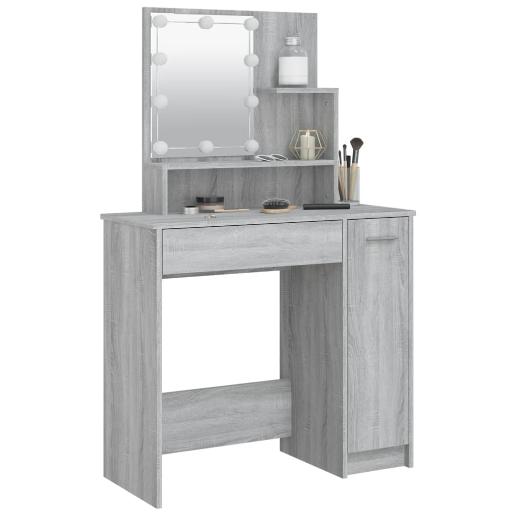 Kaptafel Met Led 86,5X35X36 Cm Eikenkleurig Grijs sonoma