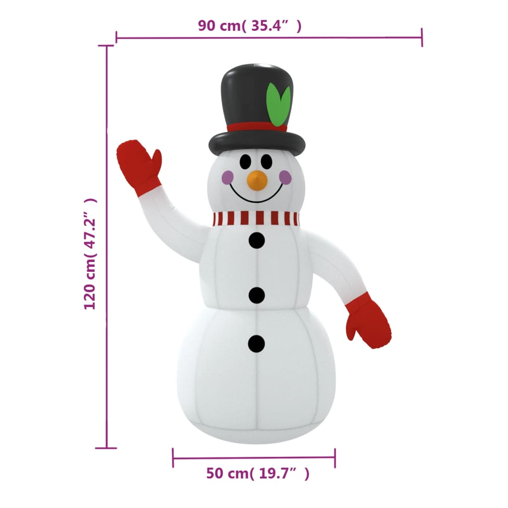 Sneeuwpop opblaasbaar met LED's 120 cm 120 cm