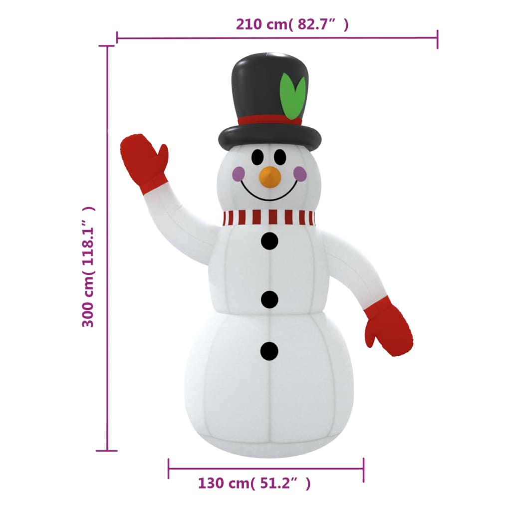 Sneeuwpop Opblaasbaar Met Led's 300 cm