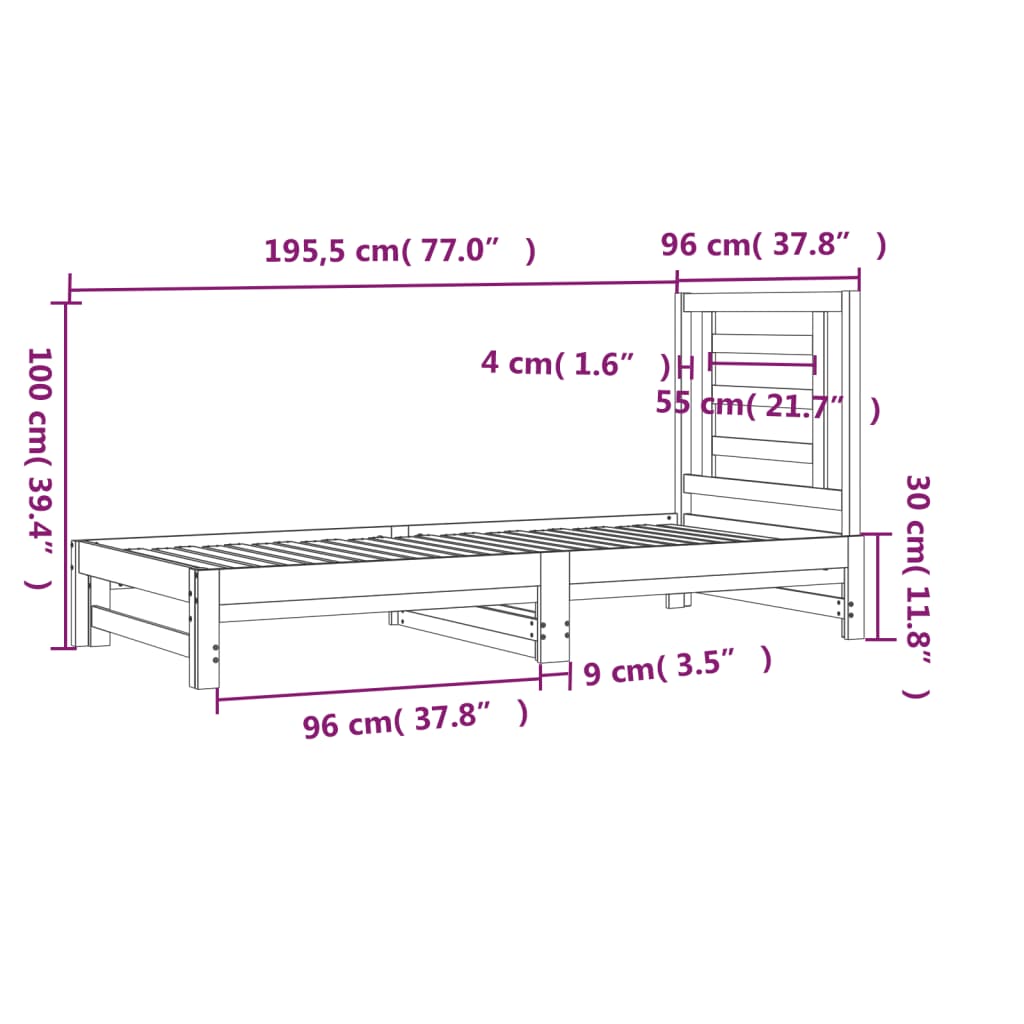 Slaapbank Uitschuifbaar Massief Grenenhout Wit 2X(90X190) Cm