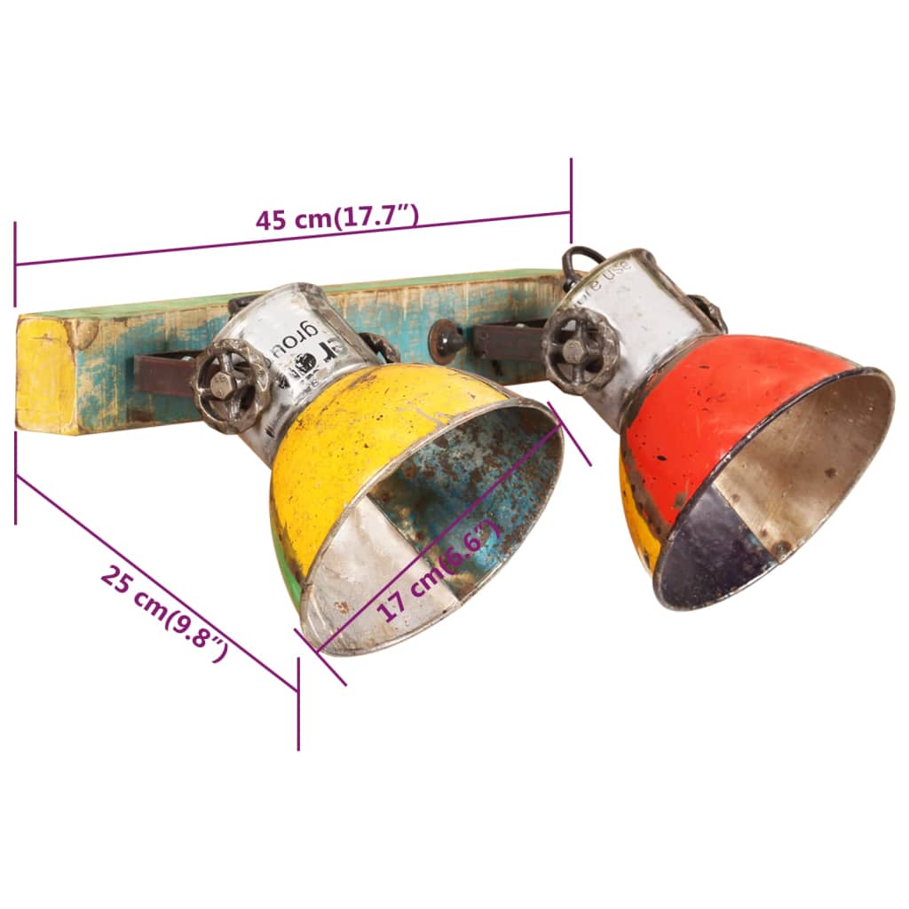 Wandlamp Industrieel E27 45X25 Cm Meerkleurig Multikleur 2 op een rij