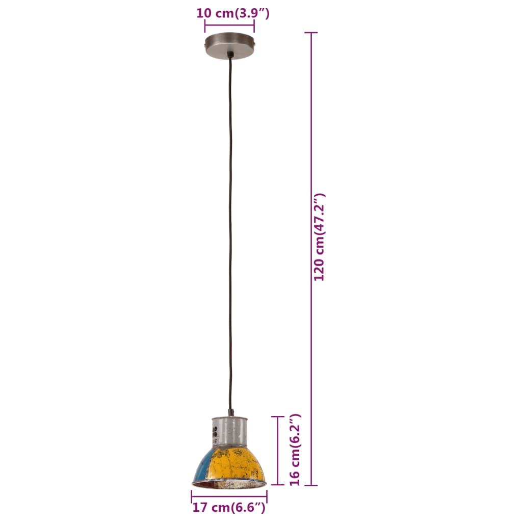 Hanglamp industrieel rond 25 W E27 17 cm meerkleurig