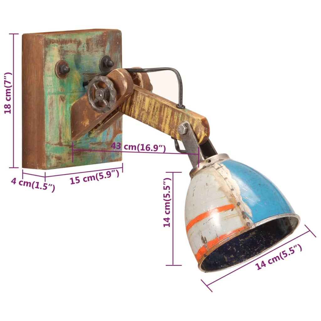 Wandlamp industriële stijl rond E27 meerkleurig