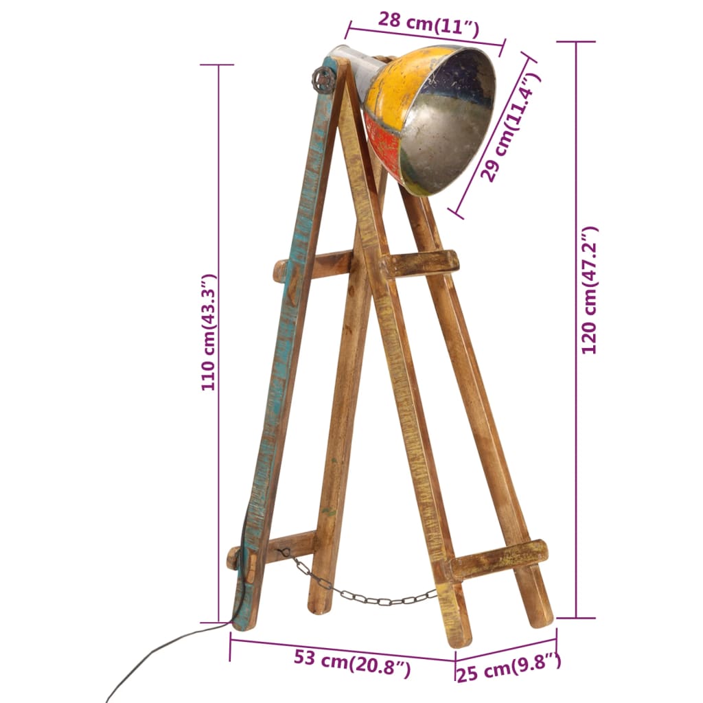 Vloerlamp E27 Massief Mangohout Meerkleurig Multikleur