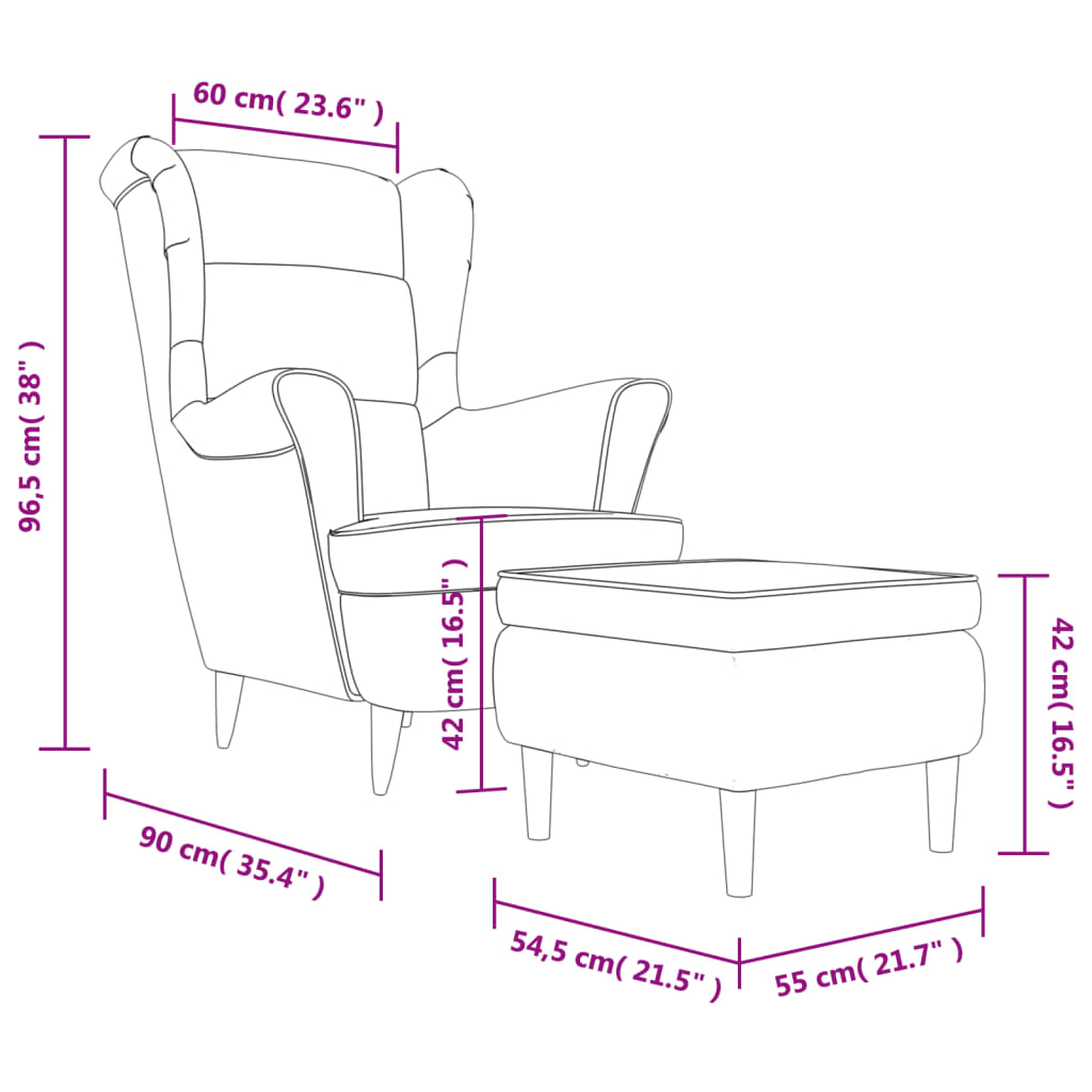 Fauteuil Met Voetenbank Fluweel Wijnrood Met voetensteun