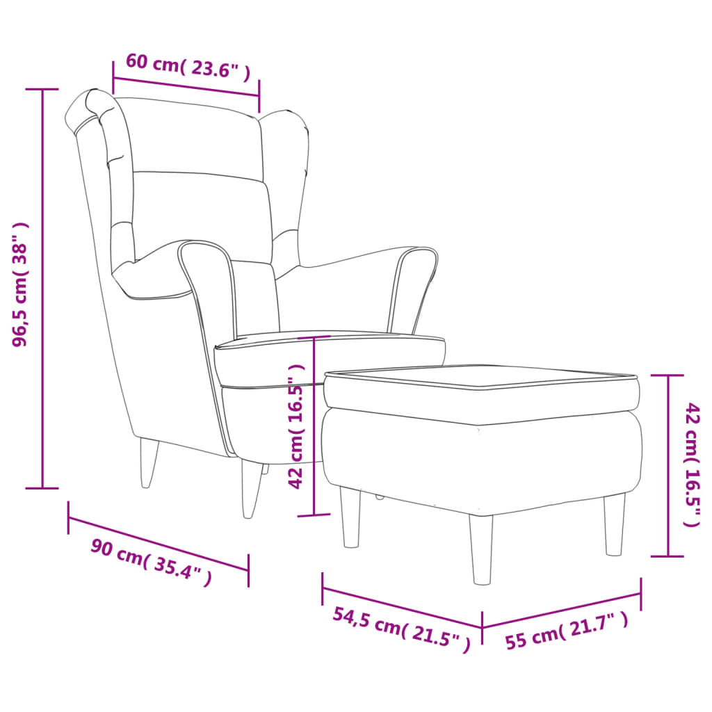Fauteuil Met Voetenbank Fluweel Mosterdgeel Met voetensteun