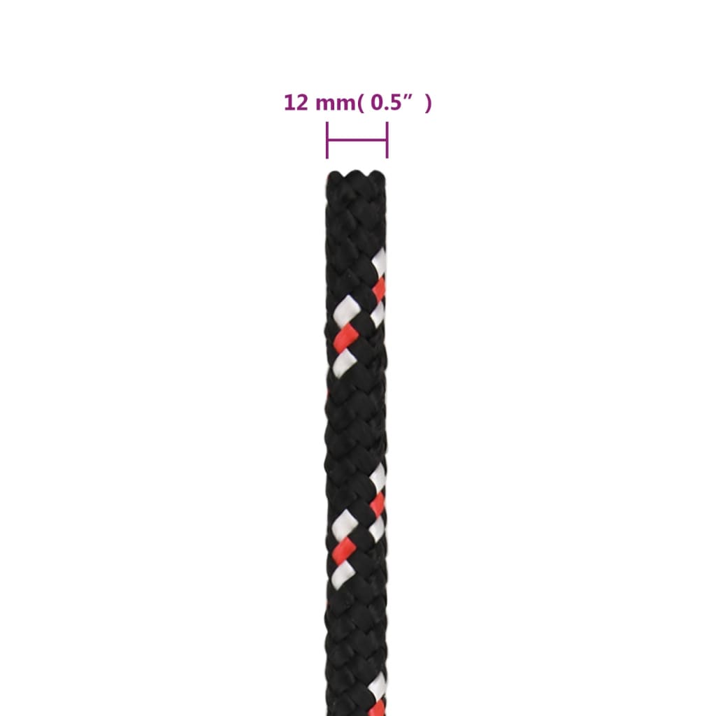 Boot Touw 2 Mm 00 M Polypropyleen Zwart En Rood 12 mm 100 m