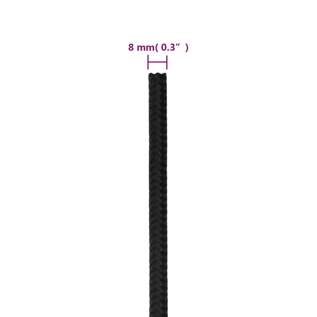 Boottouw 8 mm 50 m polypropeen zwart