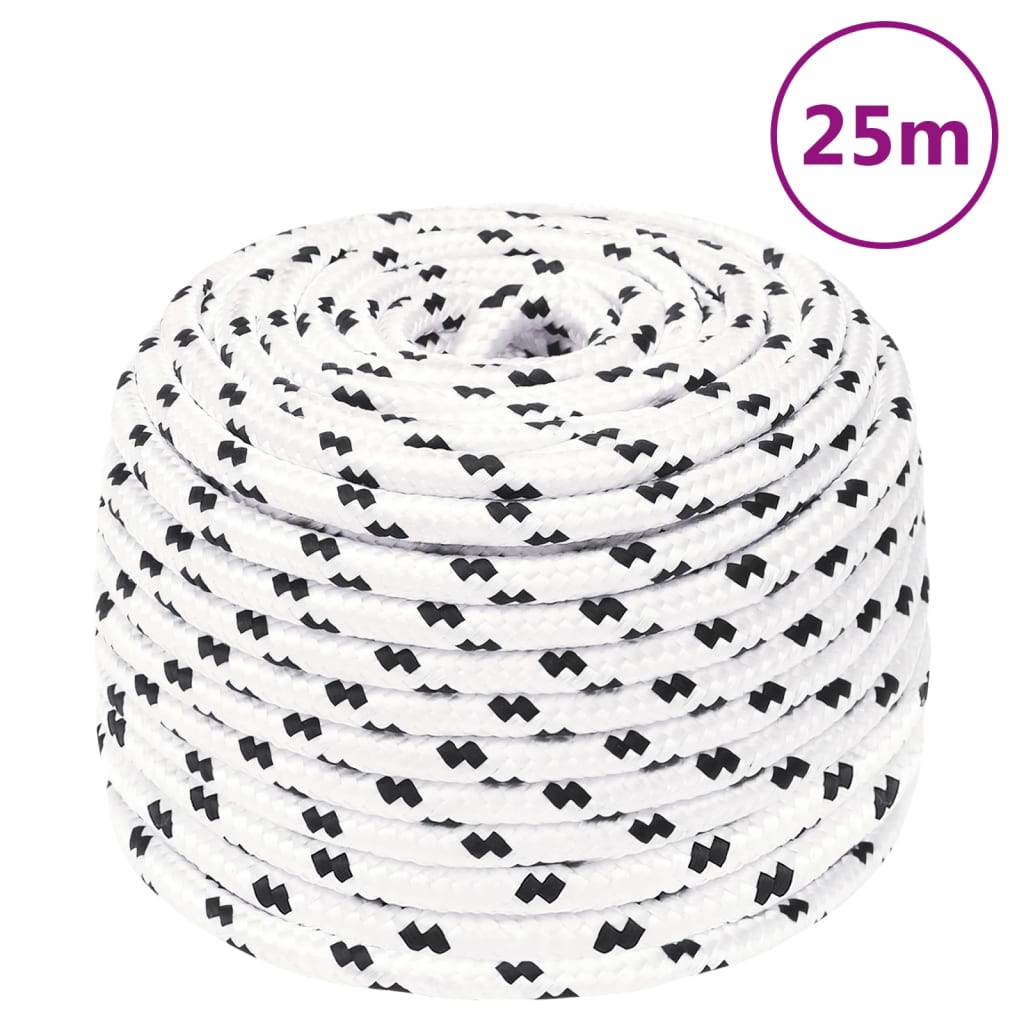 Boottouw gevlochten 10 mmx25 m polyester wit 10 mm 25 m