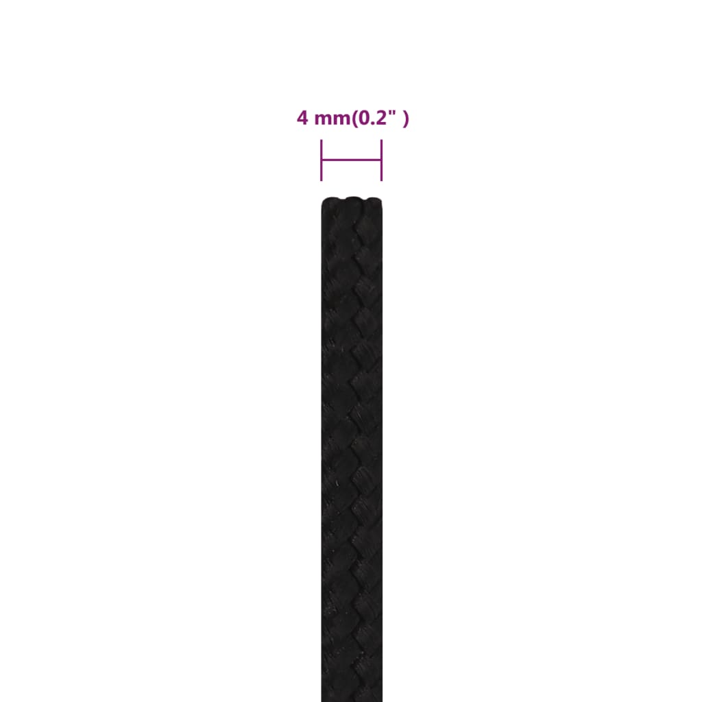 Werktouw 4 mm 25 m polyester zwart 4 mm 25 m