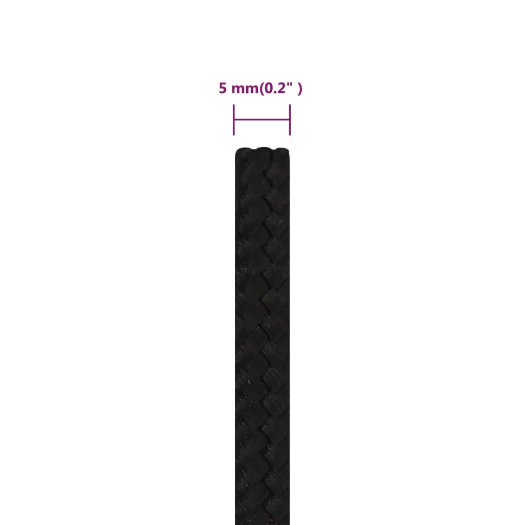 Werktouw 5 mm 25 m polyester zwart 5 mm 25 m