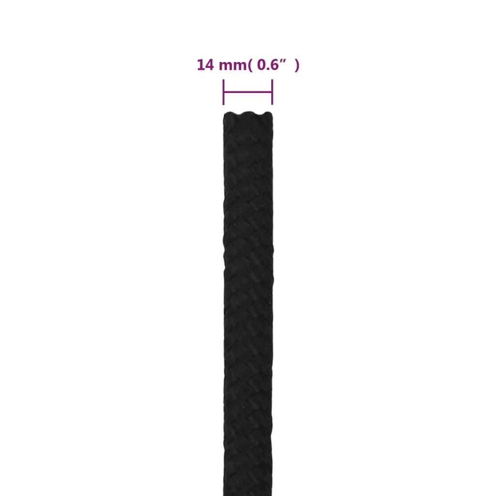 Werktouw 14 mm 25 m polyester zwart 14 mm 25 m