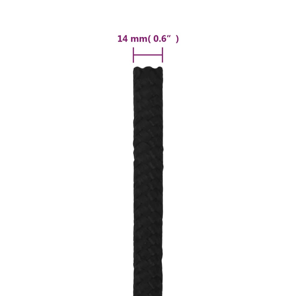 Werktouw 14 mm 100 m polyester zwart 14 mm 100 m