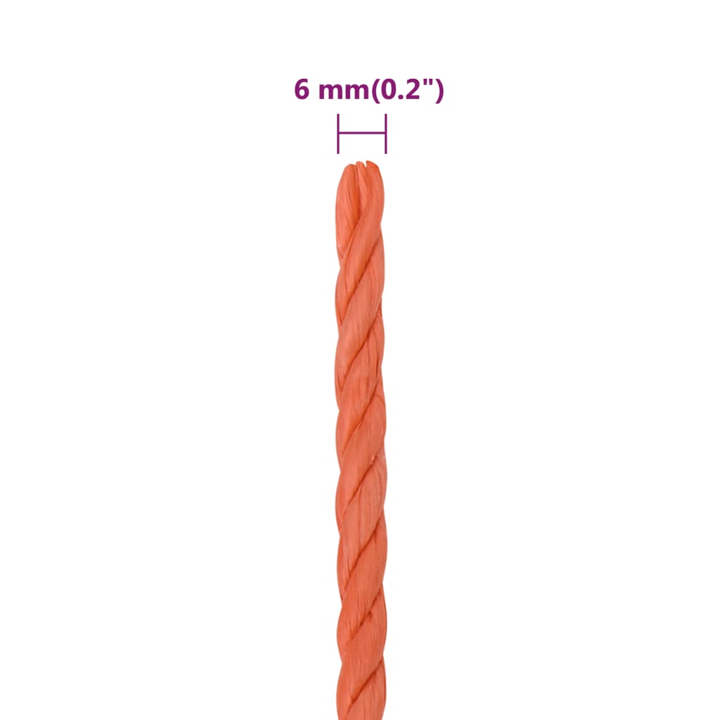 Werktouw 6 mm 100 m polypropeen oranje