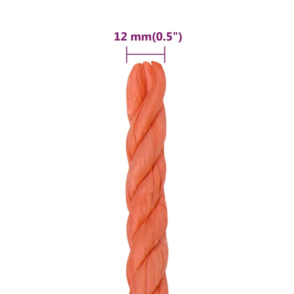 Werktouw 12 mm 50 m polypropeen oranje 12 mm 50 m