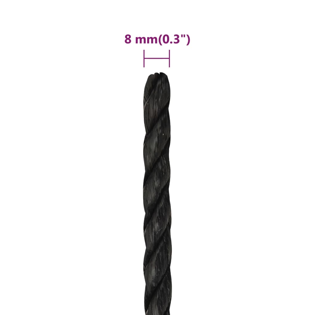 Werktouw 8 mm 50 m polypropeen zwart 8 mm 50 m