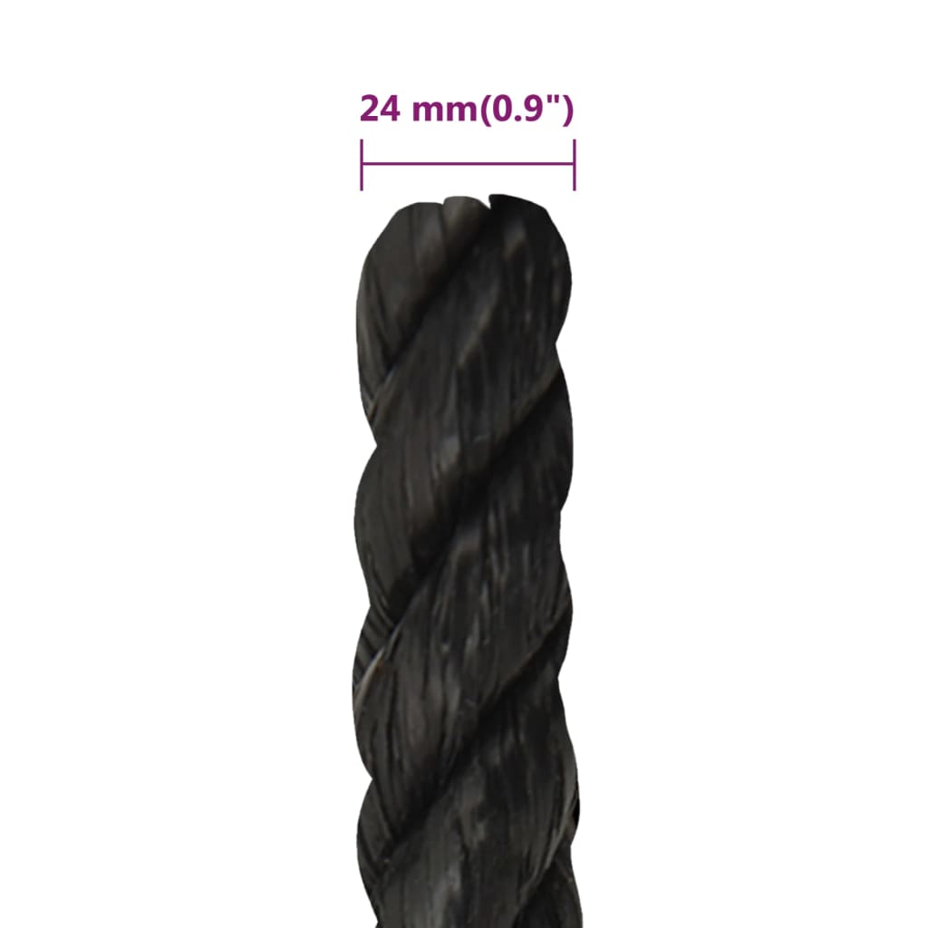 Werktouw 24 Mm 50 M Polypropeen Zwart