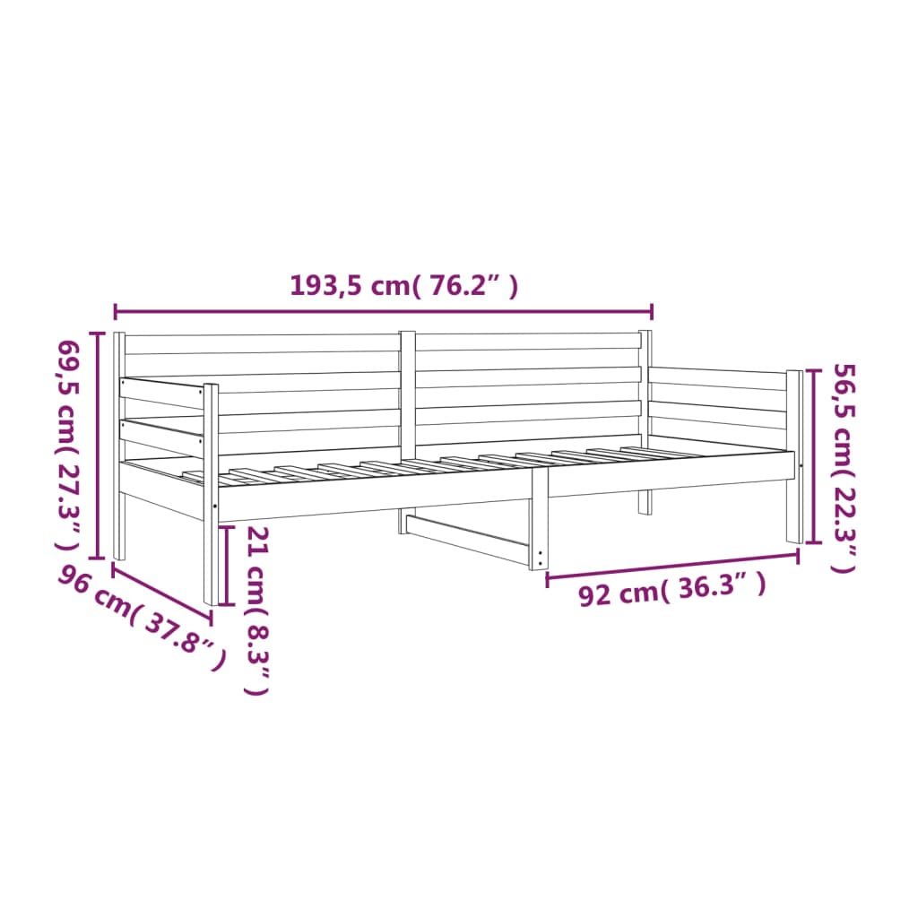 Slaapbank 90X190 Cm Massief Grenenhout Naturel