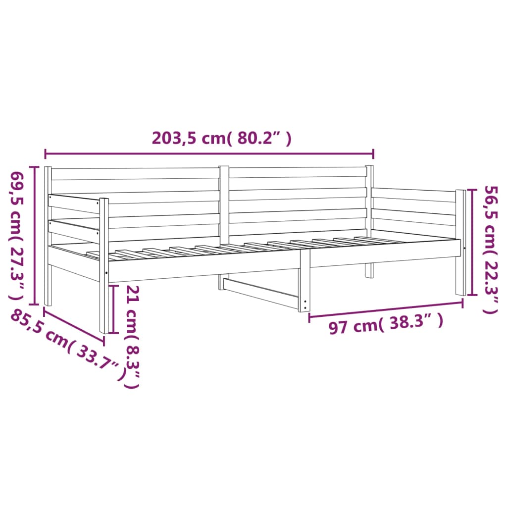 Slaapbank 80X200 Cm Massief Grenenhout Naturel
