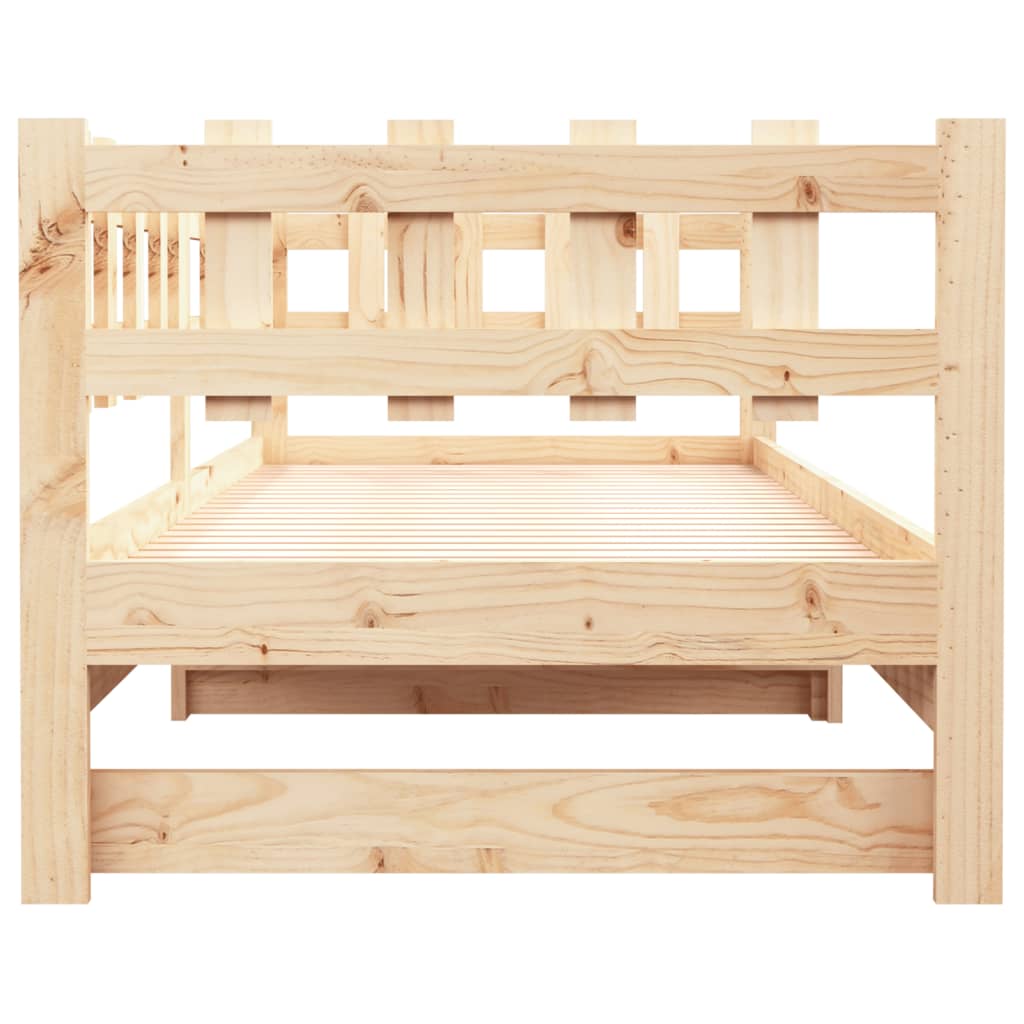 Slaapbank uitschuifbaar 2x(90x200) cm massief grenenhout