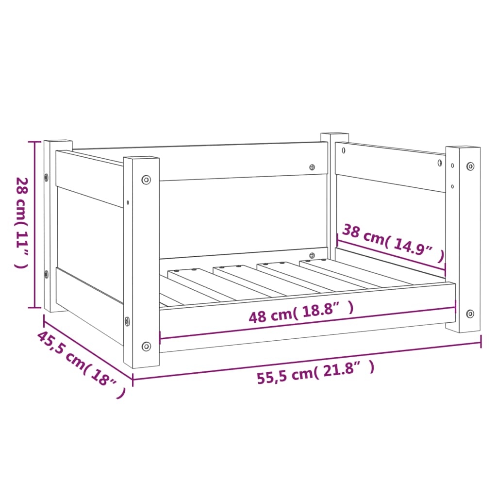 Hondenmand 55,5x45,5x28 cm massief grenenhout honingbruin 55.5 x 45.5 x 28 cm Honingbruin