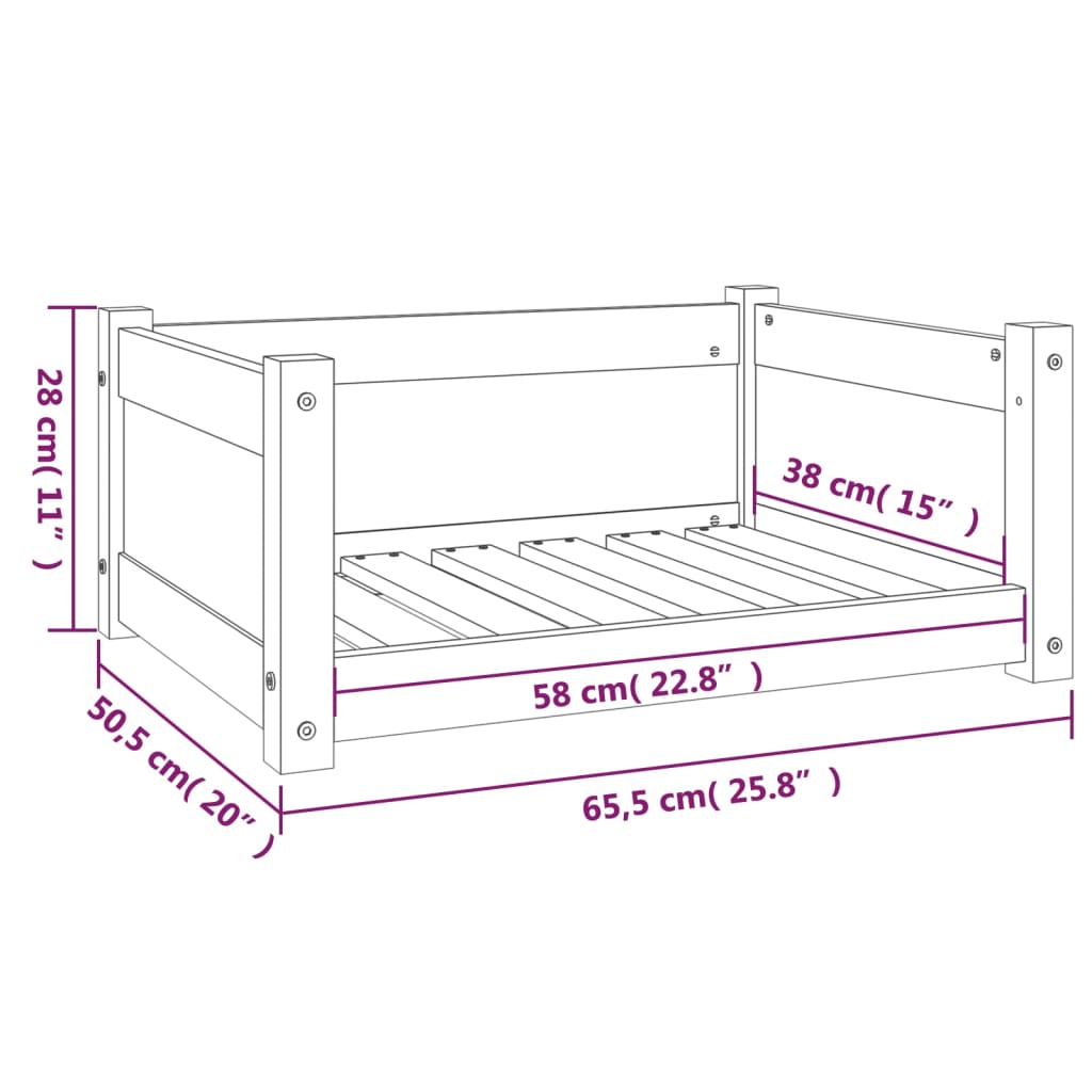 Hondenmand 65,5X50,5X28 Cm Massief Grenenhout 65.5 x 50.5 x 28 cm Naturel