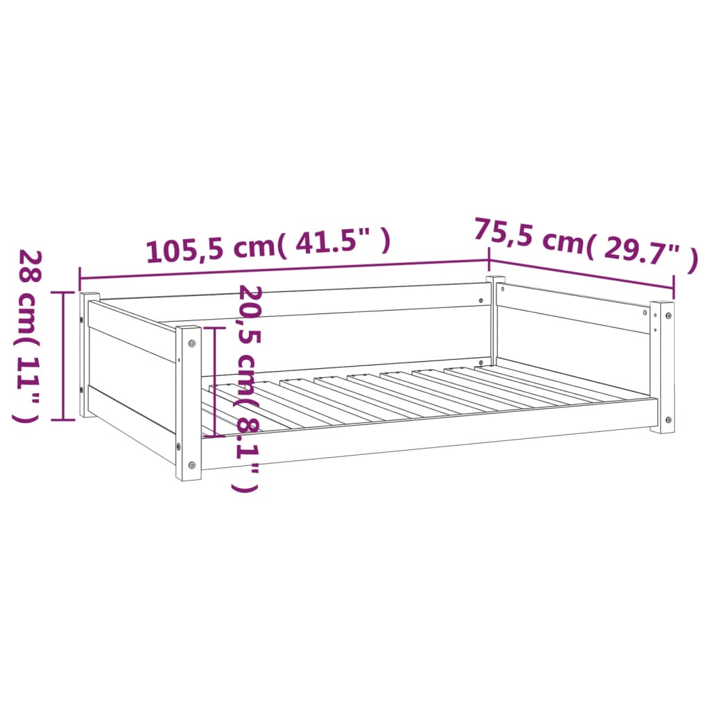 Hondenmand 105,5X75,5X28 Cm Massief Grenenhout Wit