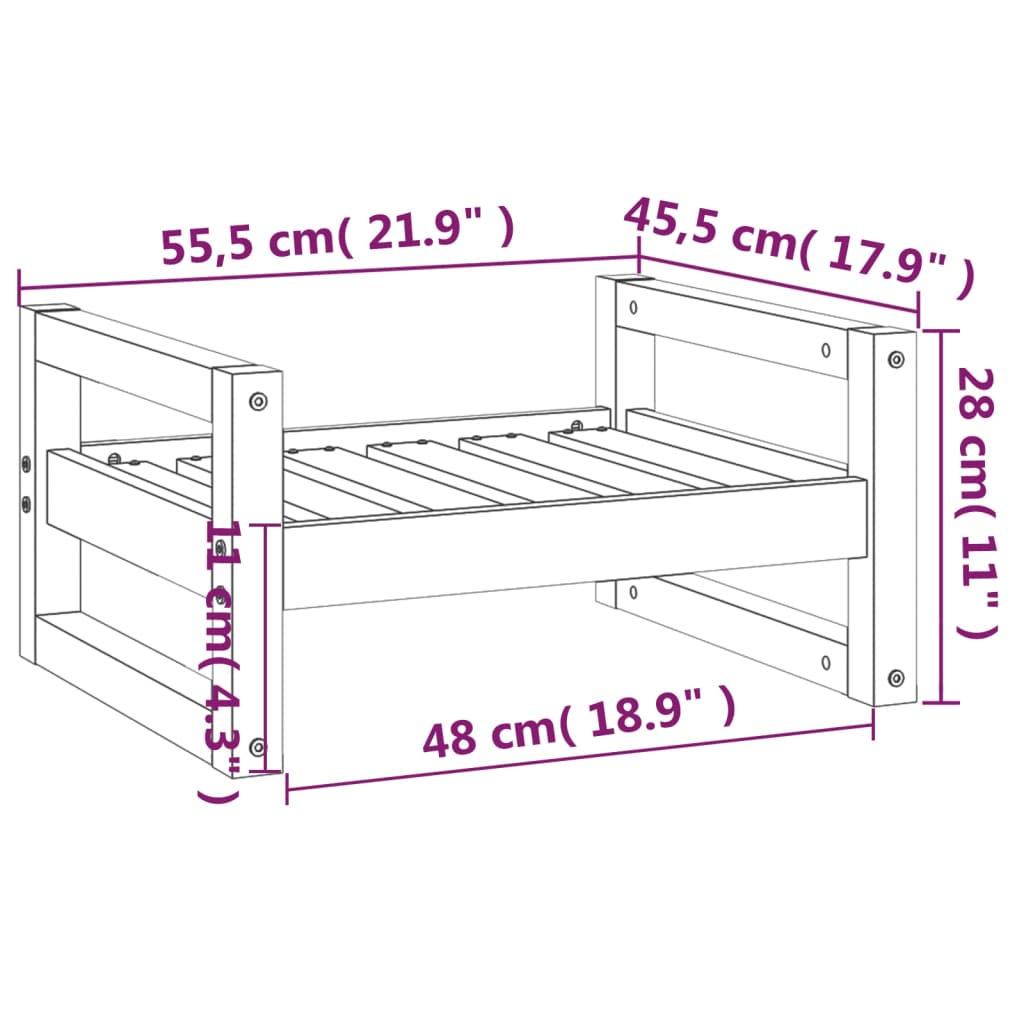 Hondenmand 55,5x45,5x28 cm massief grenenhout zwart 55.5 x 45.5 x 28 cm Zwart