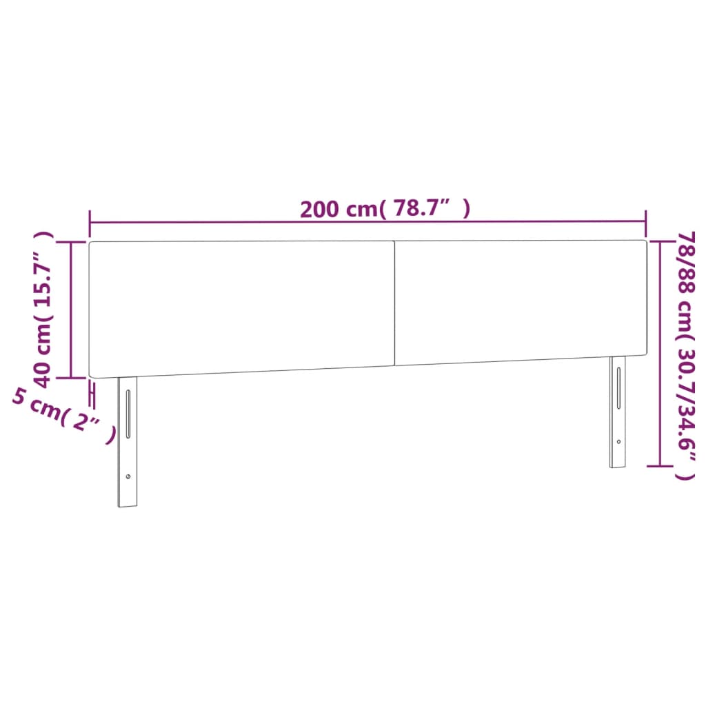 Hoofdborden 2 St 00X5X78/88 Cm Kunstleer Kleurig Cappuccino 200 cm Laag