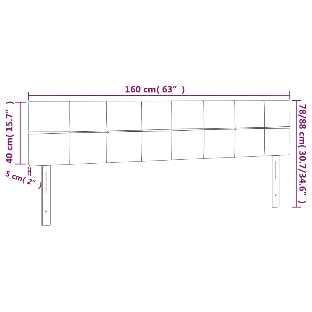 Hoofdborden 2 st 80x5x78/88 cm stof donkerbruin 160 cm Laag