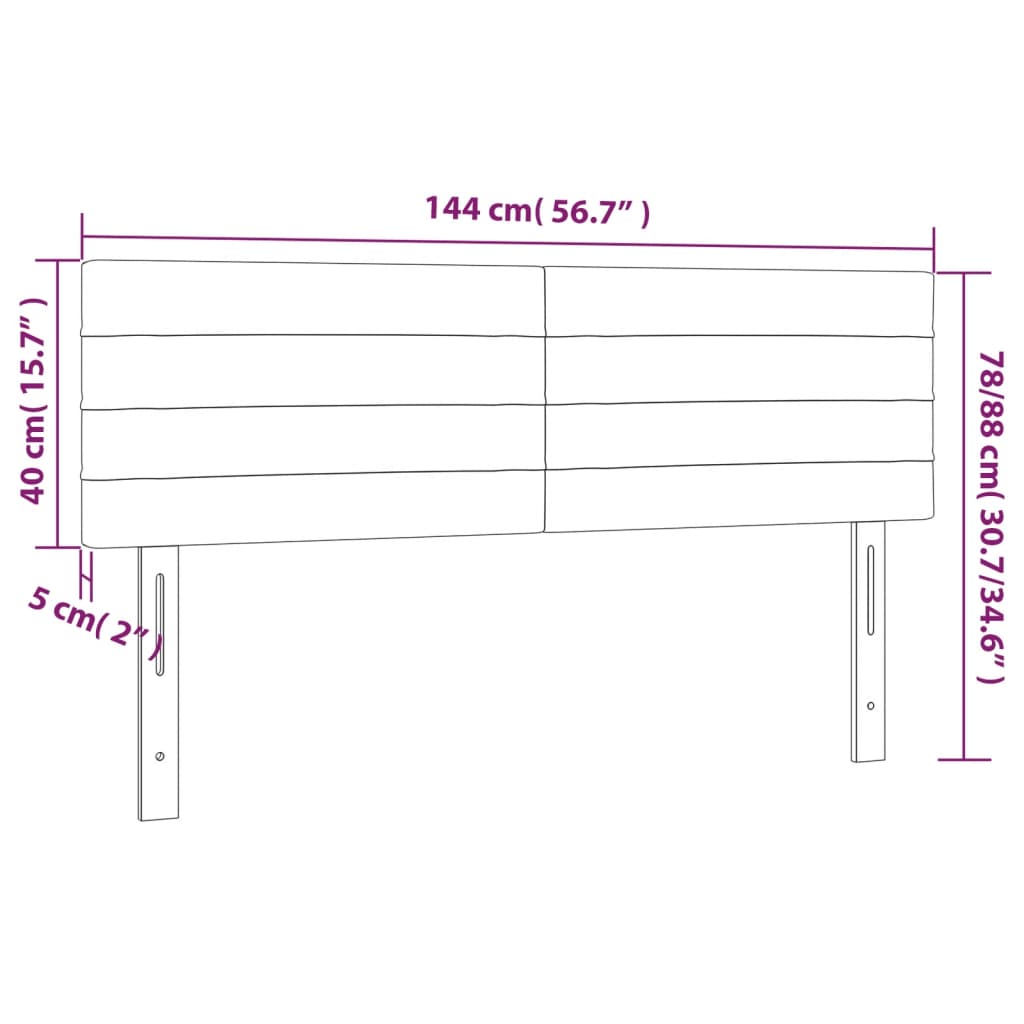 Hoofdborden 2 st 72x5x78/88 cm stof donkerbruin 144 cm Laag
