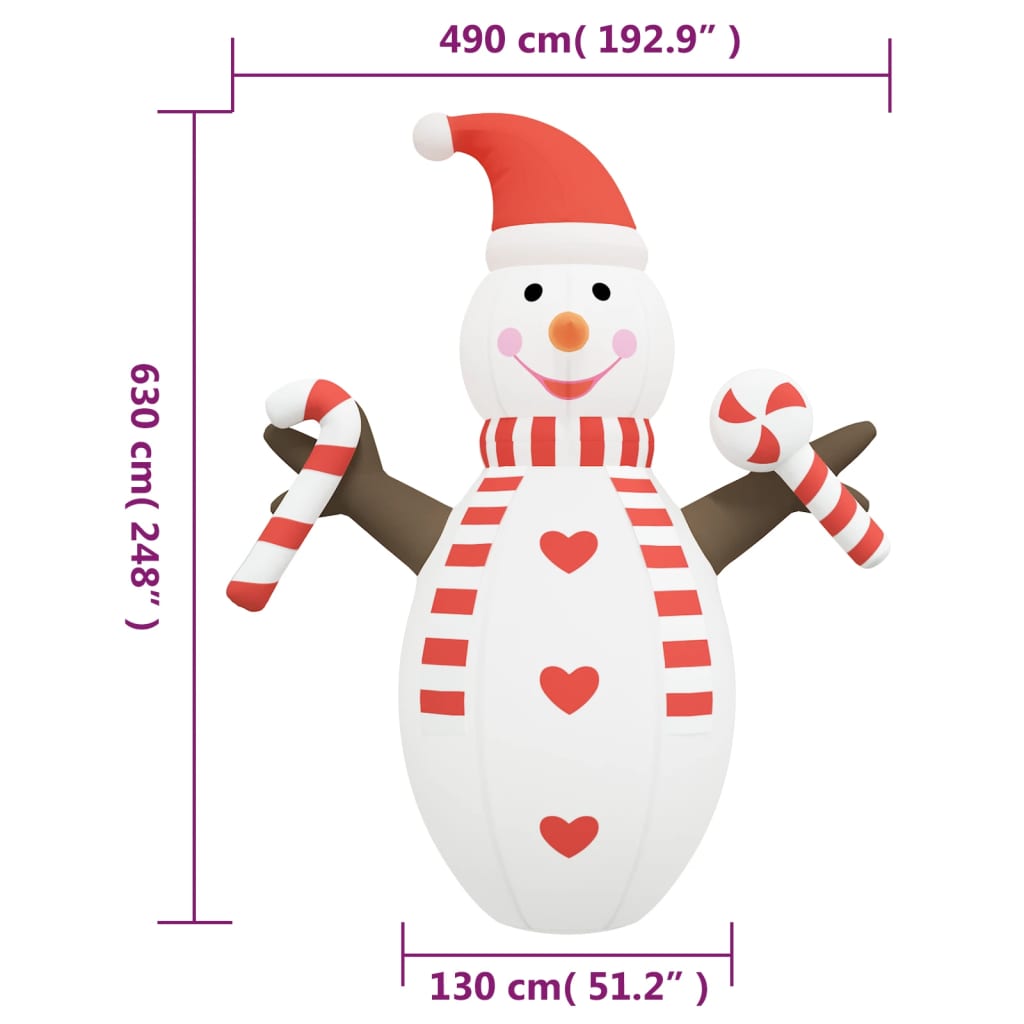 Sneeuwpop Opblaasbaar Met Led's 630 cm