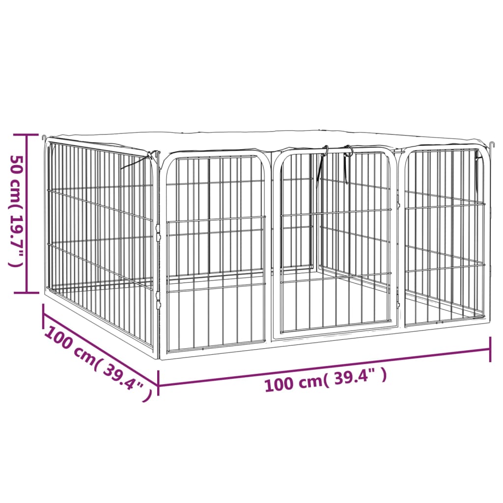 Hondenkennel 4 panelen 100x50 cm gepoedercoat staal zwart 100 x 100 x 50 cm