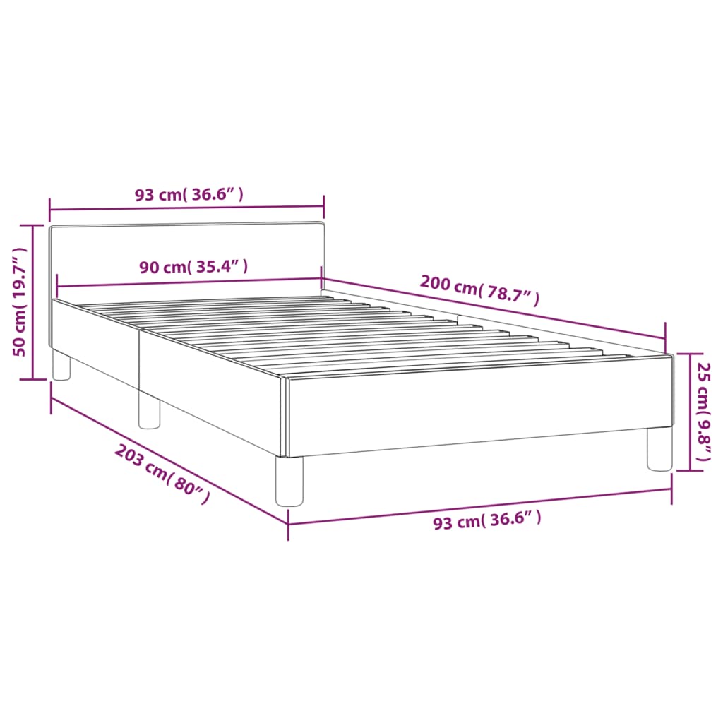 Bedframe Met Hoofdbord Kunstleer Wit 90X200 Cm