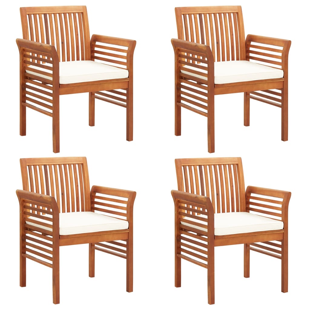 Tuinstoelen 4 st met kussens massief acaciahout