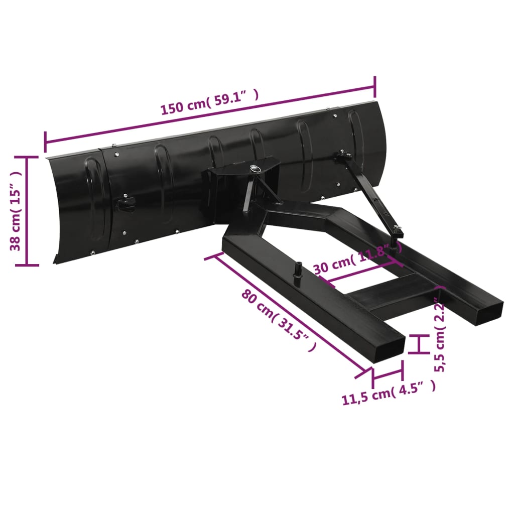 Sneeuwploeg voor heftruck 150x38 cm zwart