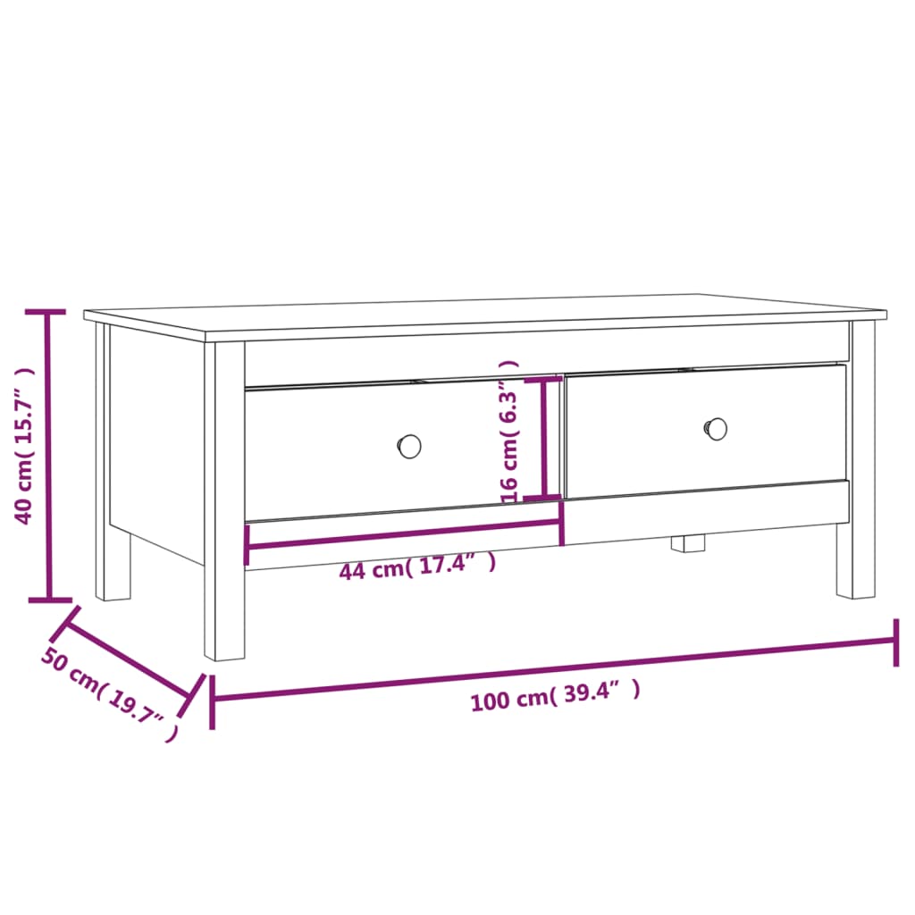 Salontafel 100X50X40 Cm Massief Grenenhout Honingbruin