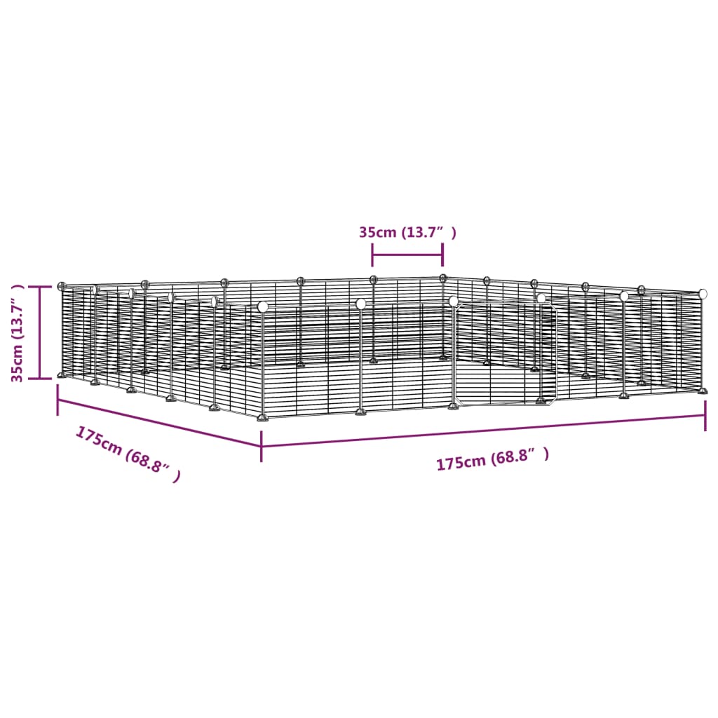 Huisdierenkooi Met Deur 20 Panelen 35X35 Cm Staal Zwart 1.5 cm 20 panelen met deur