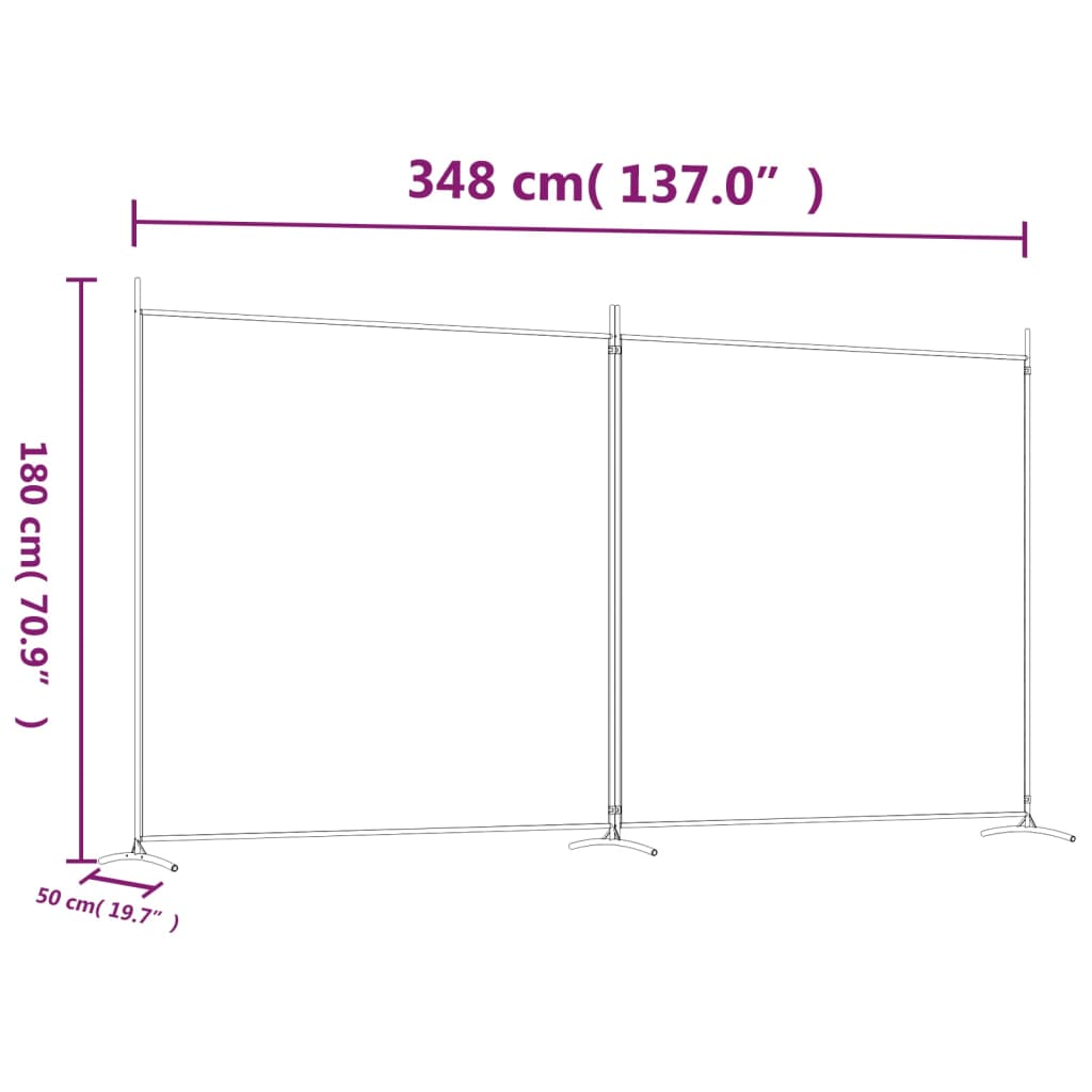 Kamerscherm met 2 panelen 348x180 cm stof bruin 348 x 180 cm Bruin