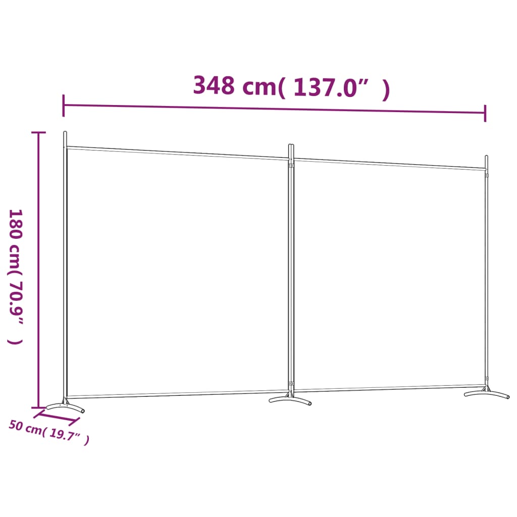 Kamerscherm met 2 panelen 346x180 cm stof antracietkleurig 348 x 180 cm Antraciet
