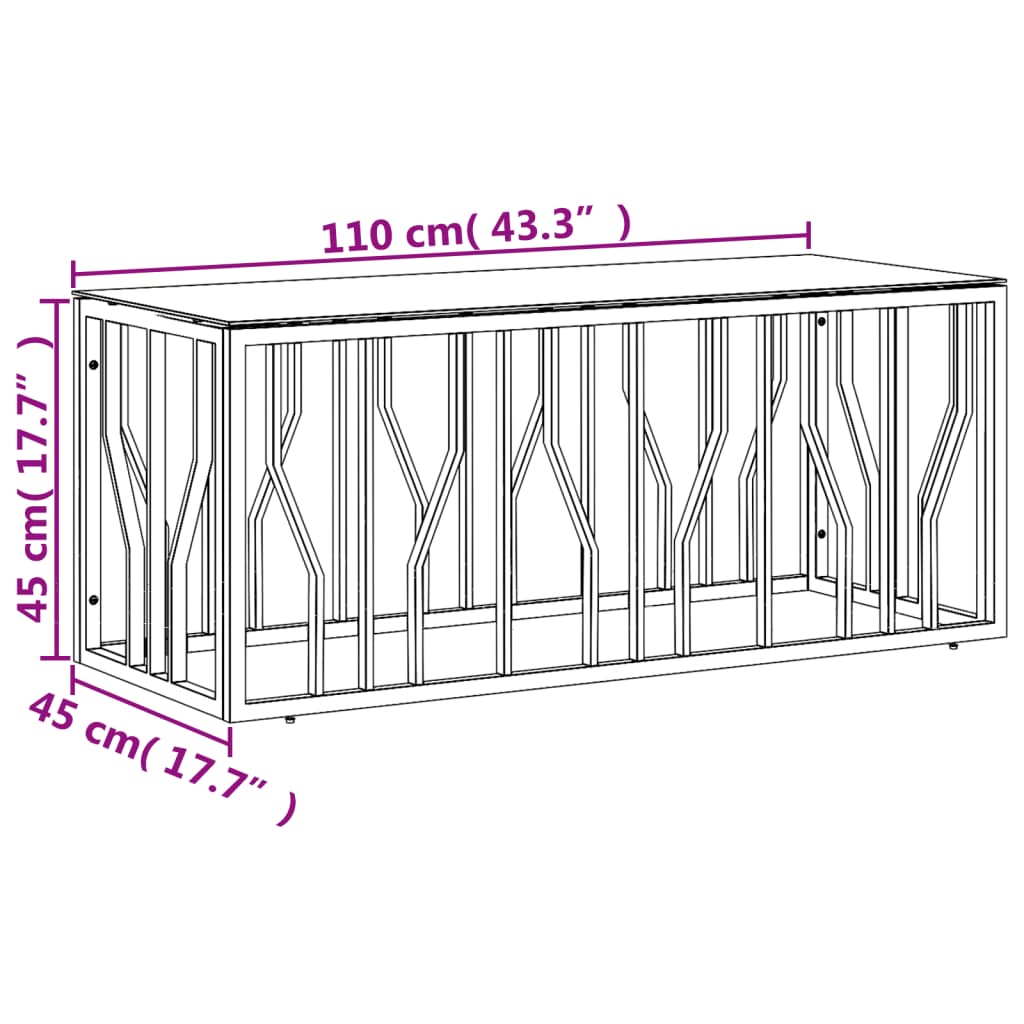 Salontafel 0X45X45 Cm Roestvrij Staal En Zilver Glas