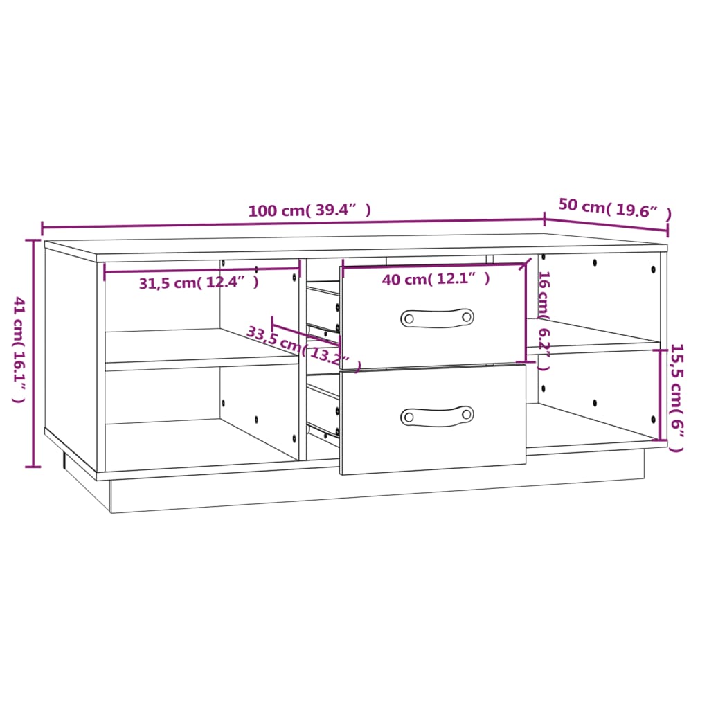 Salontafel 100X50X41 Cm Massief Grenenhout Grijs