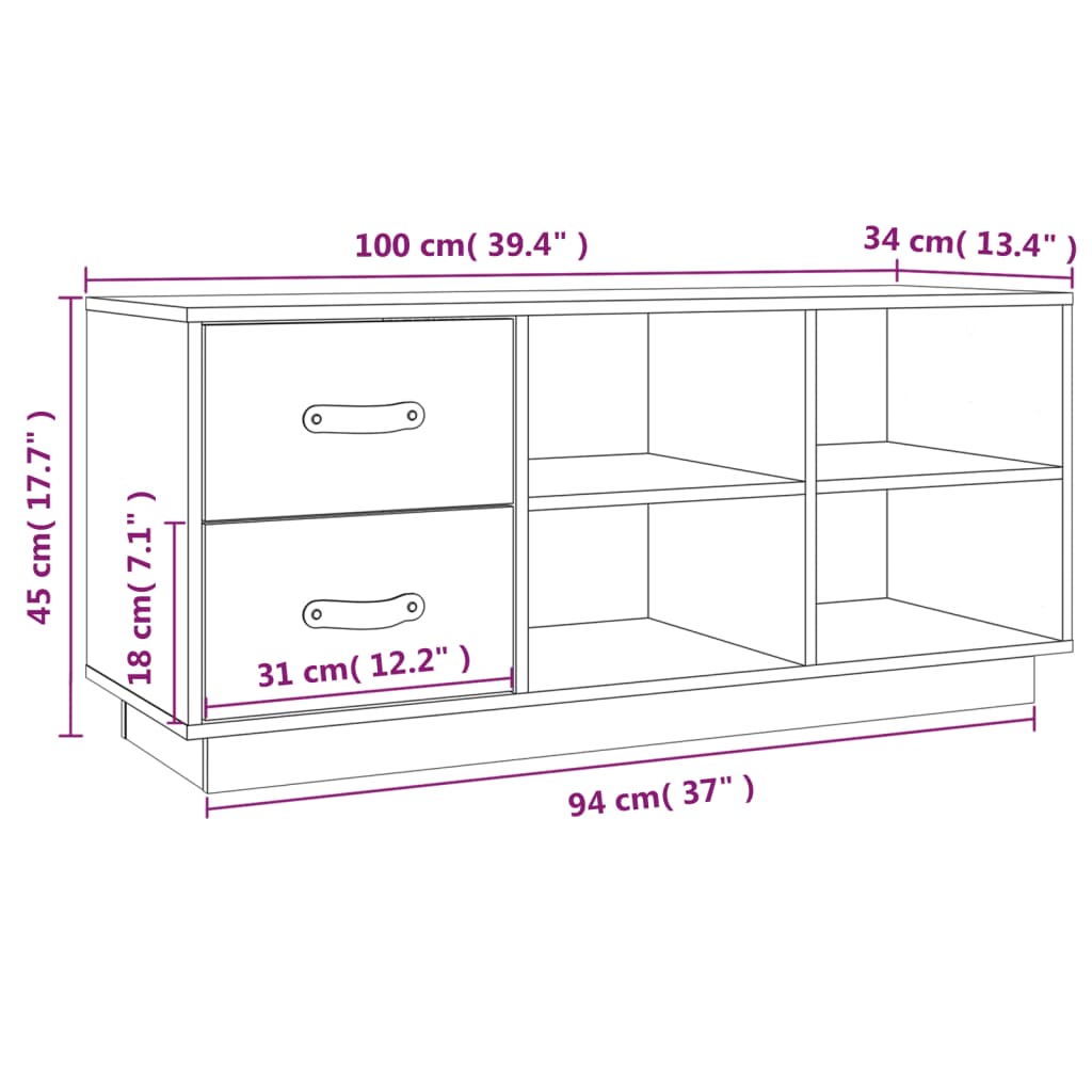 Schoenenbank 00X34X45 Cm Massief Grenenhout Wit