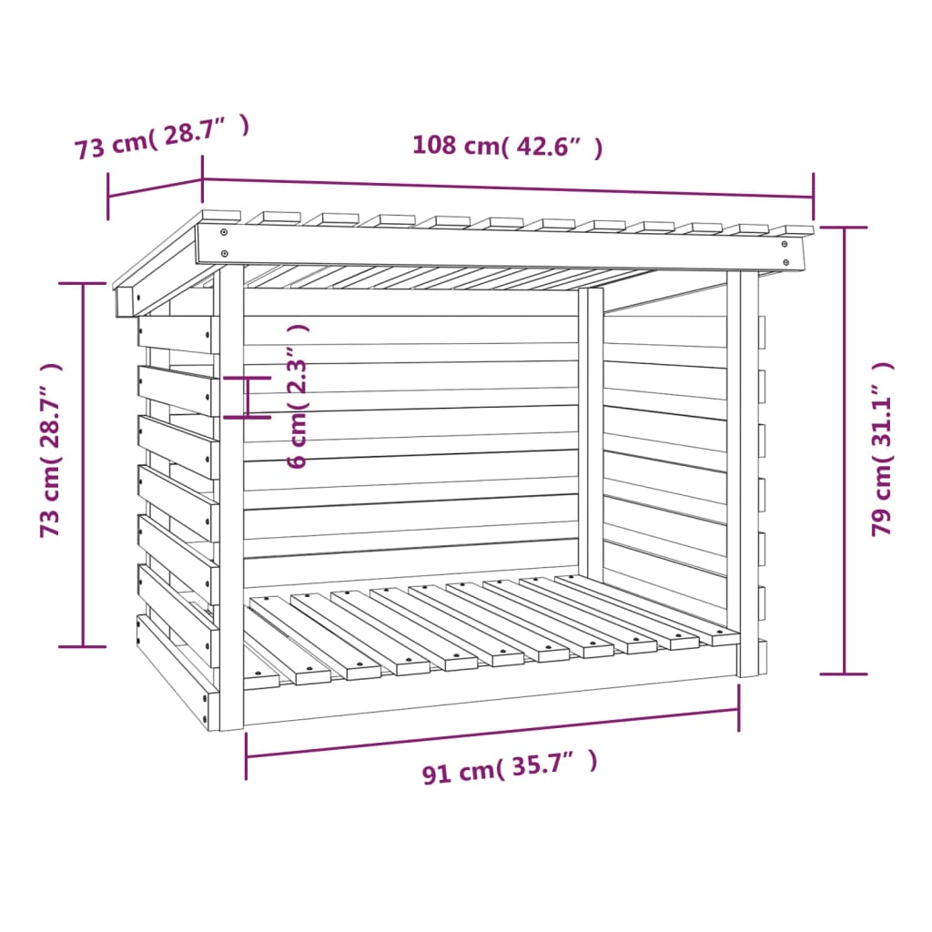 Haardhoutrek 108x73x79 cm massief grenenhout wit 108 x 73 x 79 cm Wit