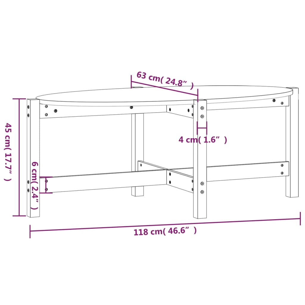 Salontafel Massief Grenenhout 118 x 63 x 45 cm Naturel