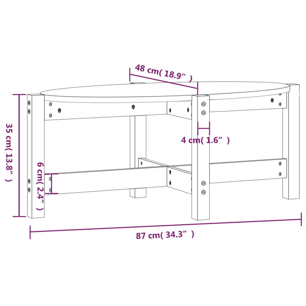 Salontafel 87X48X35 Cm Massief Grenenhout