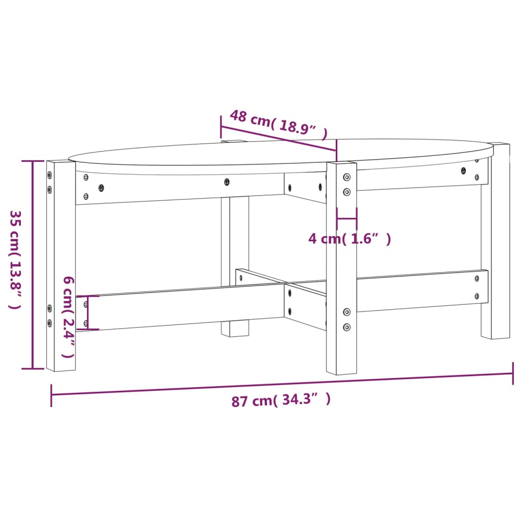 Salontafel Massief Grenenhout 87 x 48 x 35 cm Zwart
